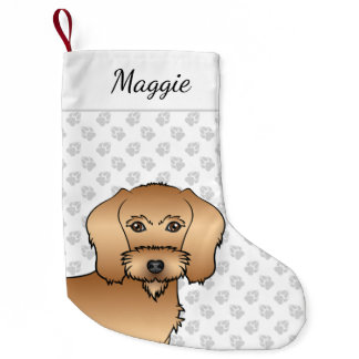 Wheaten Wire Haired Dachshund Head With Name Small Christmas Stocking