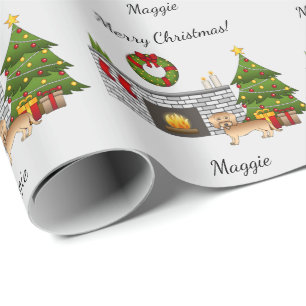 Wheaten Wire Haired Dachshund In A Christmas Room Wrapping Paper