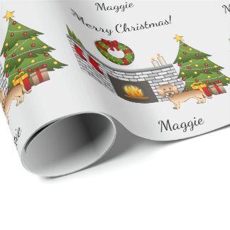 Wheaten Wire Haired Dachshund In A Christmas Room Wrapping Paper