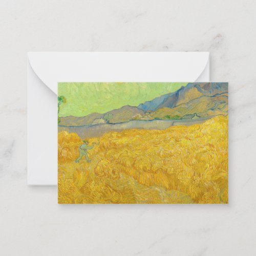 Wheatfield with a Reaper 1889 by Vincent van Gogh Note Card