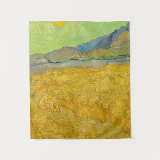 Wheatfield with a Reaper, 1889 by Vincent van Gogh Tapestry (Front)