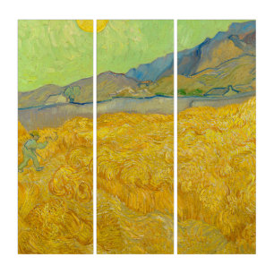 Wheatfield with a Reaper, 1889 by Vincent van Gogh Triptych