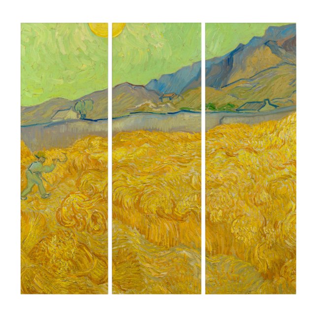 Wheatfield with a Reaper, 1889 by Vincent van Gogh Triptych (Front)