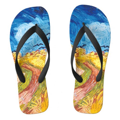 Wheatfield with Crows 1890 Van Gogh Fine Art Flip Flops