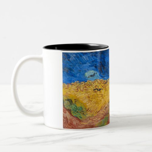 Wheatfield with Crows by Vincent van Gogh Two_Tone Coffee Mug