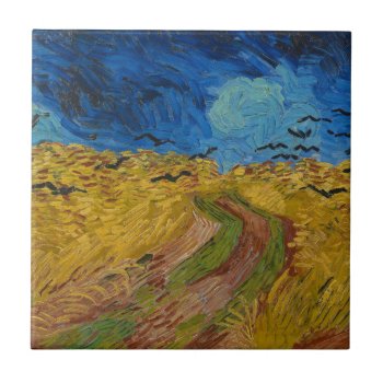 Wheatfield With Crows Ceramic Tile by vintage_gift_shop at Zazzle