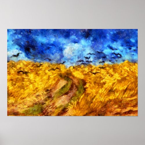 Wheatfield with Crows  Homage to Vincent van Gogh Poster
