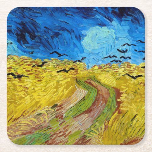 Wheatfield with Crows Van Gogh Square Paper Coaster