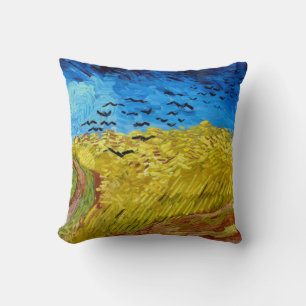 Wheatfield with Crows, Van Gogh Throw Pillow