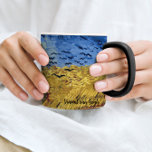 Wheatfield with Crows Vincent van Gogh Mug<br><div class="desc">A fine art coffee mug with the post-impressionist painting,  Wheatfield with Crows (1890),  by Vincent van Gogh (1853-1890). The artist's name is displayed at the bottom corner of the mug. A path through the farm fields with a blue sky and a flock of crows.</div>