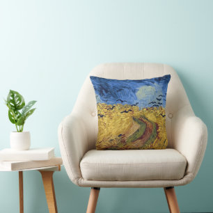 Wheatfield with Crows Vincent van Gogh Throw Pillow