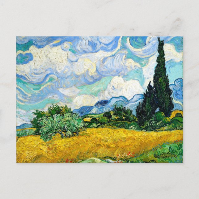 Wheatfield with Cypresses Postcard (Front)