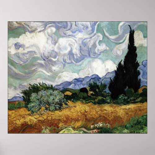 Wheatfield with Cypresses Poster