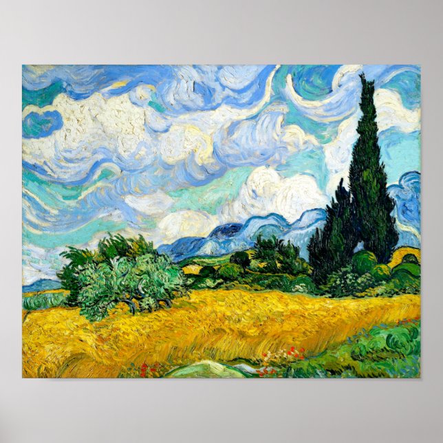 Wheatfield with Cypresses Poster (Front)