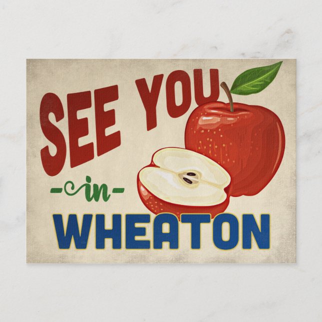 Wheaton Illinois Apple - Vintage Travel Postcard (Front)