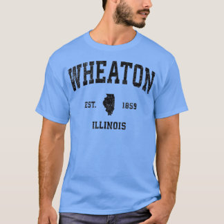 Wheaton Illinois IL Vintage Sports Design Black Pr T-Shirt