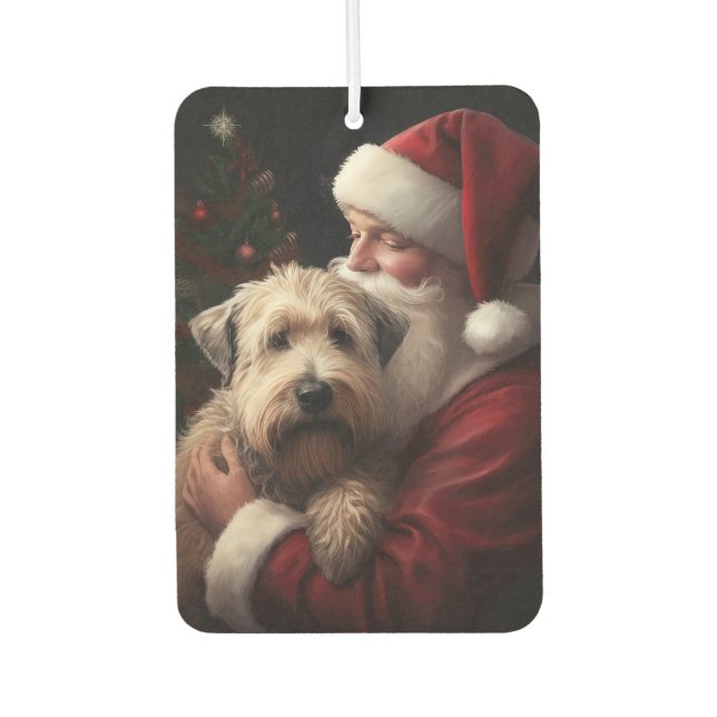Wheaton Terrier With Santa Claus Festive Christmas Air Freshener (Front)