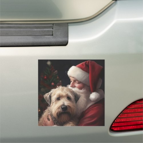 Wheaton Terrier With Santa Claus Festive Christmas Car Magnet
