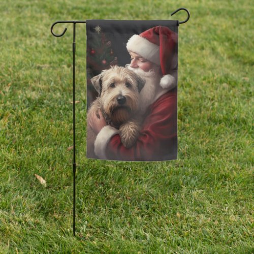 Wheaton Terrier With Santa Claus Festive Christmas Garden Flag