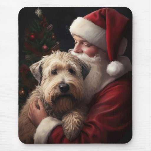 Wheaton Terrier With Santa Claus Festive Christmas Mouse Pad