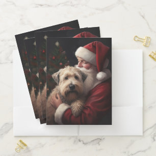 Wheaton Terrier With Santa Claus Festive Christmas Pocket Folder