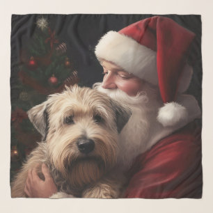 Wheaton Terrier With Santa Claus Festive Christmas Scarf