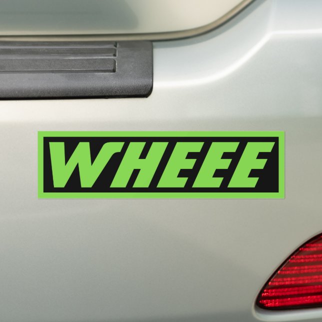 Wheee Black Green Bumper Sticker (On Car)