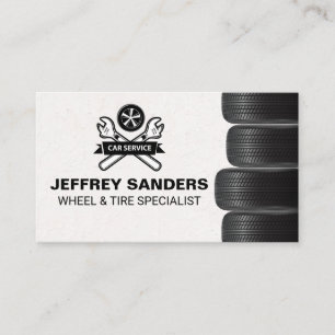 Wheel and Tire Service   Auto Body Mechanic Logo Business Card
