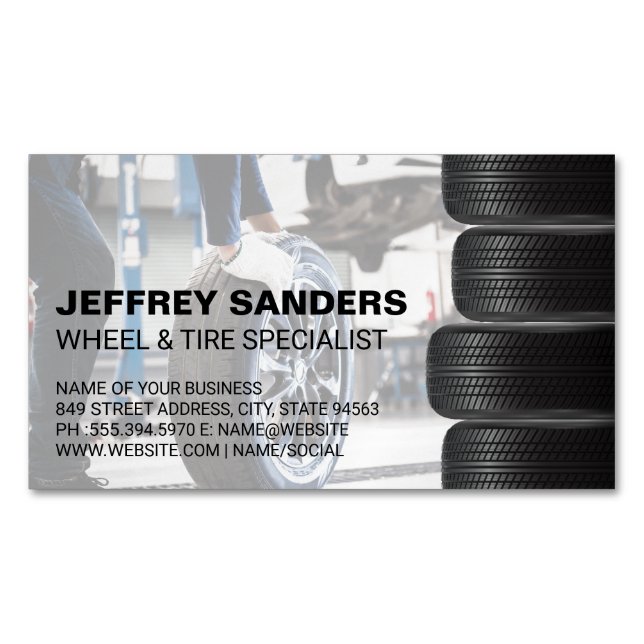 Wheel and Tire Services | Car Repair Business Card Magnet (Front)