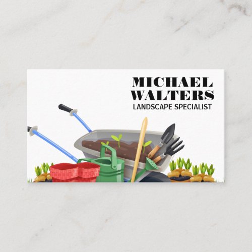 Wheel Barrow Gardening Tools Business Card