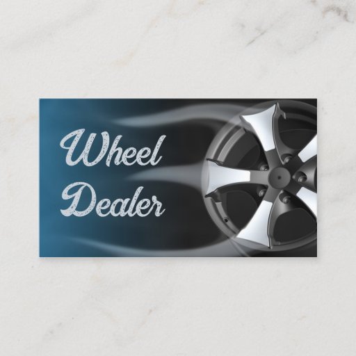 Customizable Tire Rim With Flames Blue Business Card