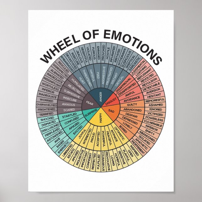 Wheel Emotion Chart Mental Health Therapy Chart  (Front)