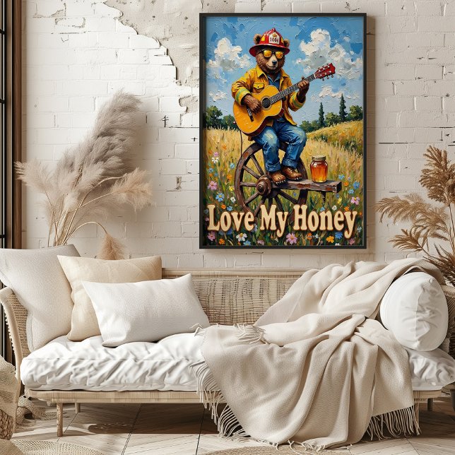 Wheel Harmony: Bear's Rustic Rhythms Poster (Creator Uploaded)