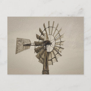 Wheel Of A Windmill Sepia Blank Postcard