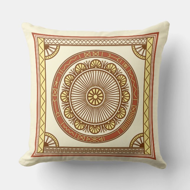 Wheel of Becoming Cushion: Ancient Slavic Solar  Throw Pillow (Front)