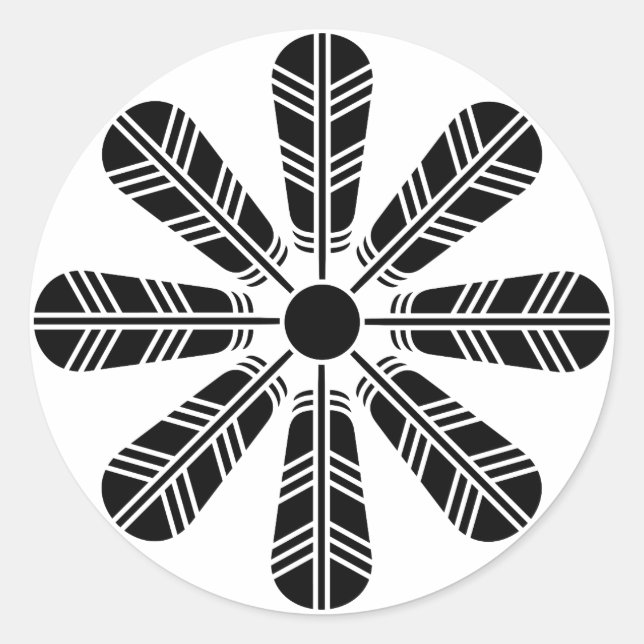 Wheel of eight hawk feathers classic round sticker (Front)