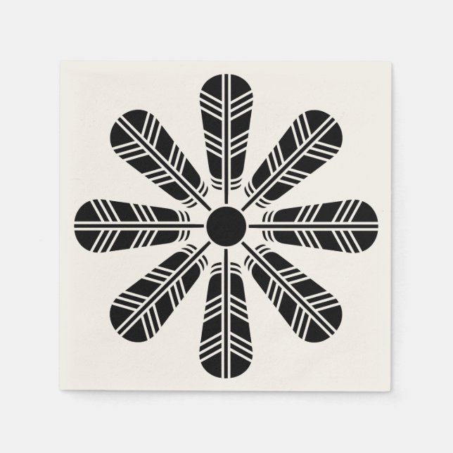 Wheel of eight hawk feathers paper napkins (Front)