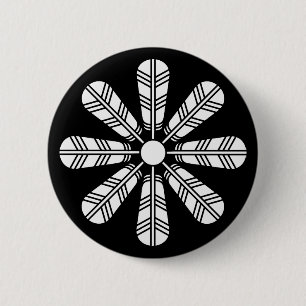 Wheel of eight hawk feathers pinback button