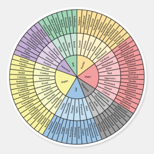 Wheel Of Emotions Classic Round Sticker