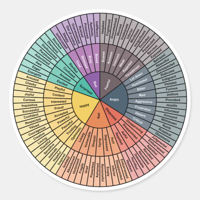 Wheel Of Emotions Classic Round Sticker | Zazzle