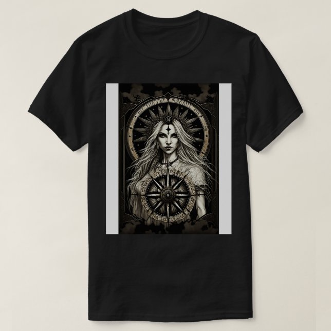 Wheel Of Fortune in a dark occult goth style 1 T-Shirt (Design Front)