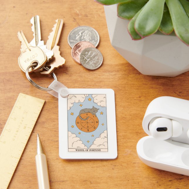 Wheel of Fortune tarot card esoteric divination Keychain (Desk)