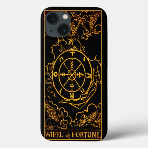 Wheel of Fortune Tarot Card  Gold And Black  Maj iPhone 13 Case