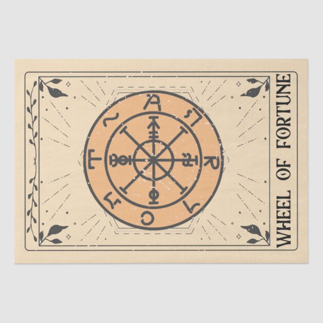 Wheel of fortune tarot card herbs leaves tissue paper (Front)