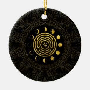 Wheel of Hecate and Moons Ceramic Ornament