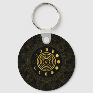 Wheel of Hecate and Moons Keychain