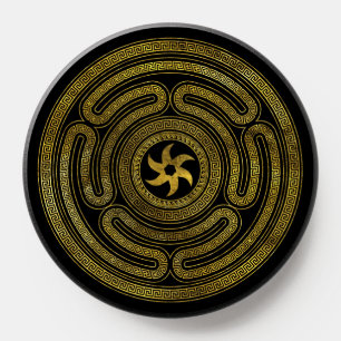 Wheel of Hecate Greek Key Black and Gold PopSocket