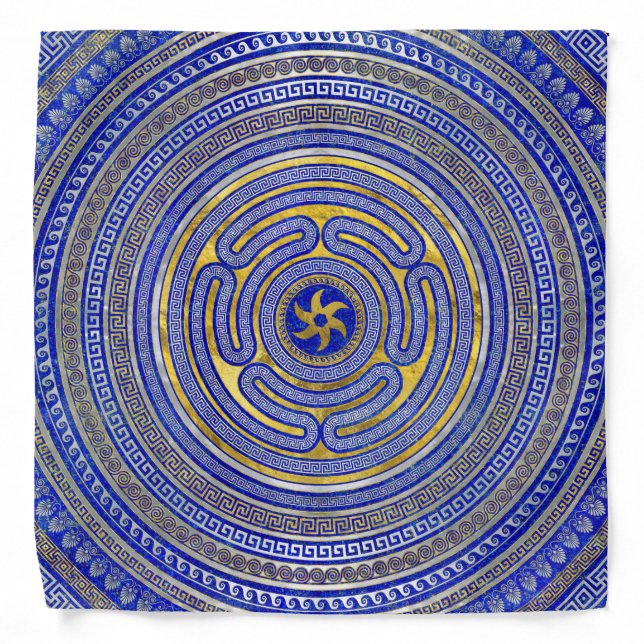 Wheel of Hecate Greek Key Ornament Bandana (Front)