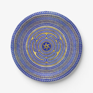 Wheel of Hecate Greek Key Ornament Paper Plates