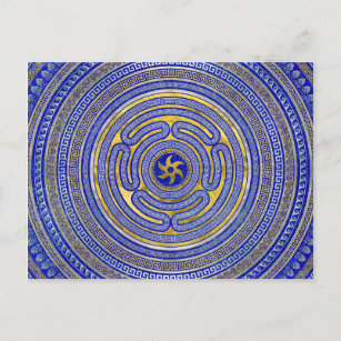 Wheel of Hecate Greek Key Ornament Postcard